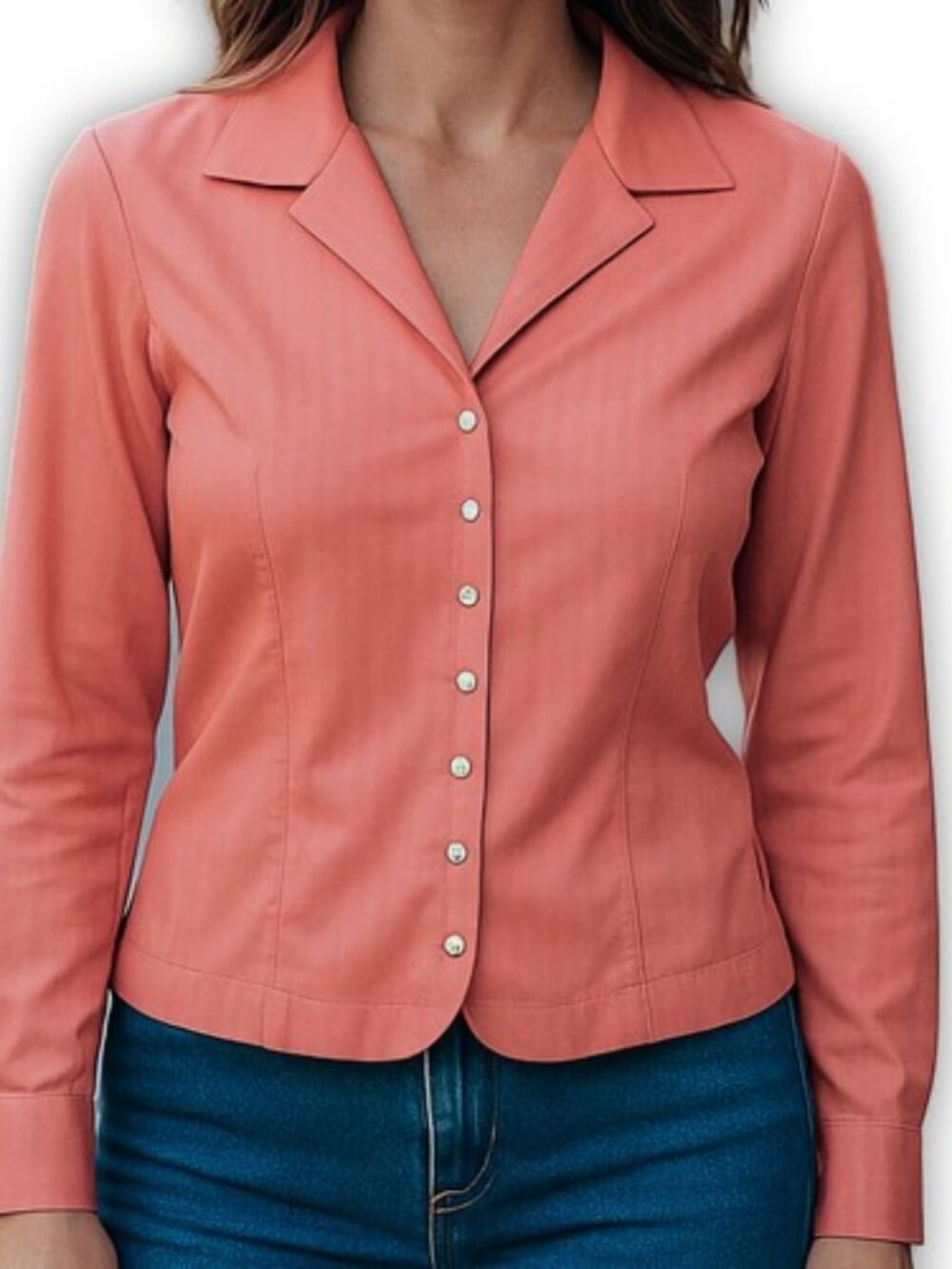 Talbots women's pink blouse wrinkle resistant stretch cotton button up size 10